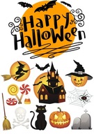 HALLOWEENská tortová oblátka, cukrové postavičky, A4 HALLOWEENská tortová oblátka, cukrové postavičky, A4