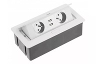 Zásuvka skrytá v doske GTV SOFT biela zásuvka na dosku 2xUSB Zásuvka skrytá v doske GTV SOFT biela zásuvka na dosku 2xUSB