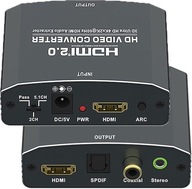 Konvertorový extraktor HDMI-HDMI + audio SPDIF R/L 3,5 mm RCA RETURN Stereo