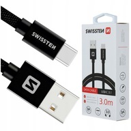 KÁBEL USB-C nabíjací kábel 3m 3A SWISSTEN
