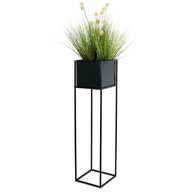 Moderný stojaci stojan na kvety, 90 cm, čierny kov Moderný stojaci stojan na kvety, 90 cm, čierny kov