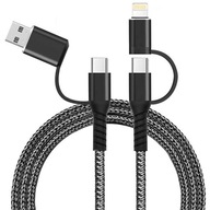 USB-C 4v1 USB-C Lightning kábel 1m PD 3A 60W