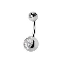 SS316L banán 1,6x6 piercing do pupka kubický zirkón CZ SS316L banán 1,6x6 piercing do pupka kubický zirkón CZ
