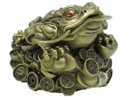 Zlatá trojnohá žaba s mincovým vzorom 2 - Feng Shui