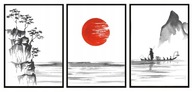 OBRAZOVÉ PLAGÁTY V RÁME 53x73cm Triptych Japan P724