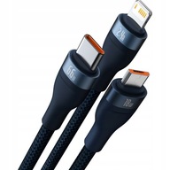 Kábel Baseus 3v1 USB-C Lightning MicroUSB 66W 1,2 m