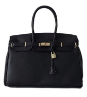 Veľká talianska taška A4 kožená shopper padlock Black