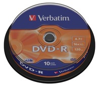 DVD-R Verbatim 16x 4,7 GB Torta 10 ks.