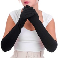 Dámske dlhé čierne palčiakové rukavice