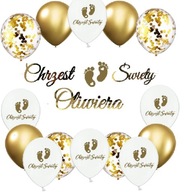 Balóniky FEET na krstiny, banner KRST + MENO