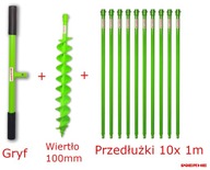 Vŕtačka 100mm + 10 nadstavcov + držiak šneku Vŕtačka 100mm + 10 nadstavcov + držiak šneku