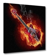 Ohnivá horiaca gitara Obraz na plátne 40x40 cm Ohnivá horiaca gitara Obraz na plátne 40x40 cm