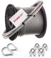 Sada: pozinkované PVC lano 40m, 2 náprstky a 4 svorky Sada: pozinkované PVC lano 40m, 2 náprstky a 4 svorky