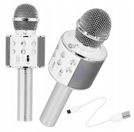 Karaoke mikrofón s Bluetooth 4.0 strieborným reproduktorom