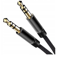 Zosilnený minijack kábel 3,5 mm - 3,5 mm 1 meter čierny audio do auta Zosilnený minijack kábel 3,5 mm - 3,5 mm 1 meter čierny audio do auta