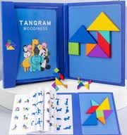 Drevené puzzle TANGRAM Montessori magnetické bloky