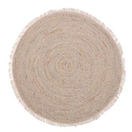 Okrúhly pletený koberec so strapcami v štýle Boho