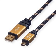 Kábel USB 2.0 A 5-pin Mini M/M, zlatý, 1,8 m Kábel USB 2.0 A 5-pin Mini M/M, zlatý, 1,8 m