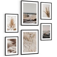 SET 6 obrázkov v ráme Piesková tráva Sea HIT
