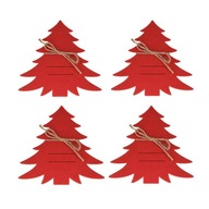 CHRISTMAS TREES červený kufrík na príbor, 4 ks ozdoby na vianočný stôl, súprava