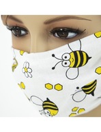 Biela ochranná maska ​​so včelami, 10 ks