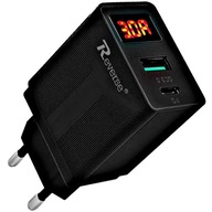 RÝCHLA SIEŤOVÁ NABÍJAČKA USB-C +USB 3A 20W PD LCD RÝCHLA SIEŤOVÁ NABÍJAČKA USB-C +USB 3A 20W PD LCD
