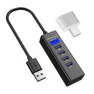 USB 3.0 Hub 4 porty Rýchly 5 GB + USB C adaptér