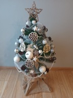 Vianočný stromček na kmeni, ozdobený ozdobami, 100 cm, s LED svetielkami