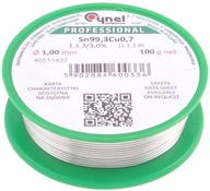 Spájkovací cín s tavidlom SW26, bezolovnatý, 1 mm, 100 g, CÍN 1/100CU Spájkovací cín s tavidlom SW26, bezolovnatý, 1 mm, 100 g, CÍN 1/100CU