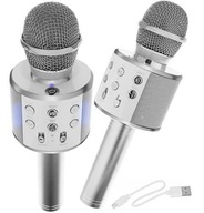 Karaoke mikrofón so strieborným reproduktorom