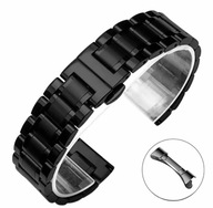 22 mm náramok na hodinky čierne oceľové pevné články 22 mm náramok na hodinky čierne oceľové pevné články