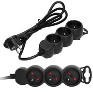 Predlžovací kábel Power Strip Triple s uzemňovacím káblom 3m Čierny Predlžovací kábel Power Strip Triple s uzemňovacím káblom 3m Čierny