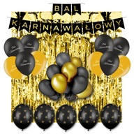 Súprava Balóniky Dekorácie Banner KARNEVALOVÝ PLES Záclonový karneval Súprava Balóniky Dekorácie Banner KARNEVALOVÝ PLES Záclonový karneval