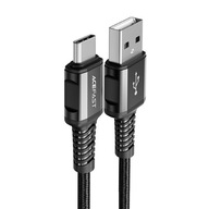 Pletený kábel USB - USB-C 3A 1,2m čierny