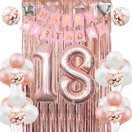 Balóniky k 18. narodeninám Banner ROSE GOLD 18. narodeniny Balóniky k 18. narodeninám Banner ROSE GOLD 18. narodeniny