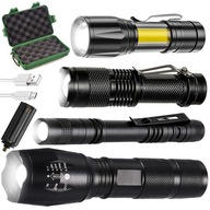 SET 4X TAKTICKÁ LED BATERKA + Púzdro + NABÍJAČKA SET 4X TAKTICKÁ LED BATERKA + Púzdro + NABÍJAČKA