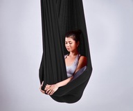 Vzdušná hojdacia sieť na jogu, akrobatická šatka, 5 m, čierna, široká, 260 cm