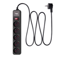Akyga Power strip, predlžovací kábel, 5 zásuviek, 3 m Akyga Power strip, predlžovací kábel, 5 zásuviek, 3 m
