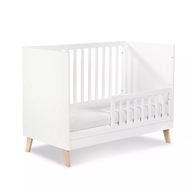Detská posteľ KLUPŚ NOAH bielo-dub so zábradlím 120x60