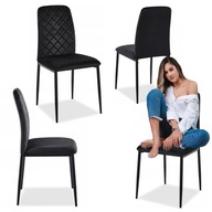 Klasická čalúnená stolička do obývačky kuchyne, pevná, elegantná, čierna Klasická čalúnená stolička do obývačky kuchyne, pevná, elegantná, čierna