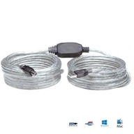 Manhattan USB 2.0 A-B M/M kábel, aktívny, 11m, strieborný Manhattan USB 2.0 A-B M/M kábel, aktívny, 11m, strieborný