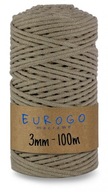 Spletená Šnúrka PRE MACRAME TMAVÉ BÉŽOVÁ 100m 3mm Spletená Šnúrka PRE MACRAME TMAVÉ BÉŽOVÁ 100m 3mm