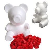 Polystyrénový medvedík ROSE BEAR 30 cm na zdobenie ruží s ružami