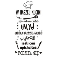 Nápis na nálepke na stenu V našej kuchyni 275 Nápis na nálepke na stenu V našej kuchyni 275