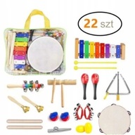 Drevený batoh na nástroje pre deti + činely