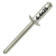 OCEĽOVÉ Slepé nity OCEL/OCEL 6,4x25mm - 500 KS OCEĽOVÉ Slepé nity OCEL/OCEL 6,4x25mm - 500 KS