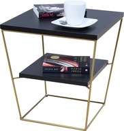 Štvorcový V drôtený stôl s priemyselnou zlatou policou + doska MiniPearl