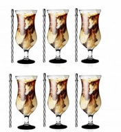 Poháre na koktail, 6 ks, 420 ml, čierne dno + TRUBKY Poháre na koktail, 6 ks, 420 ml, čierne dno + TRUBKY