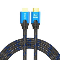 Kábel HDMI (M) v2.1, 3m, 8K, medený, modro-čierny, zlaté koncovky, éter