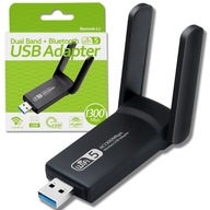 EXTERNÝ ADAPTÉR SIEŤOVEJ KARTY WI-FI USB 3.0 1300 Mbps DUÁLNA ANTÉNA 5 GHz